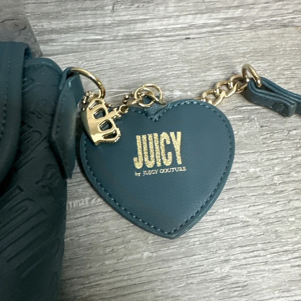 Juicy‎ Couture Women's Teal Green Crossbody Zip Around Wallet Logo